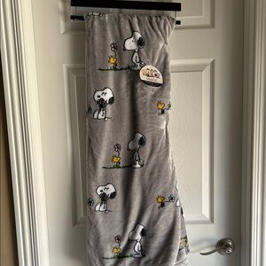 Gray Snoopy and Woodstock Throw